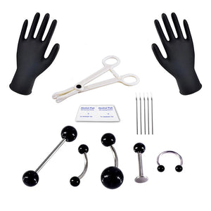Body Jewelry Piercing Kit with Tools & Gloves