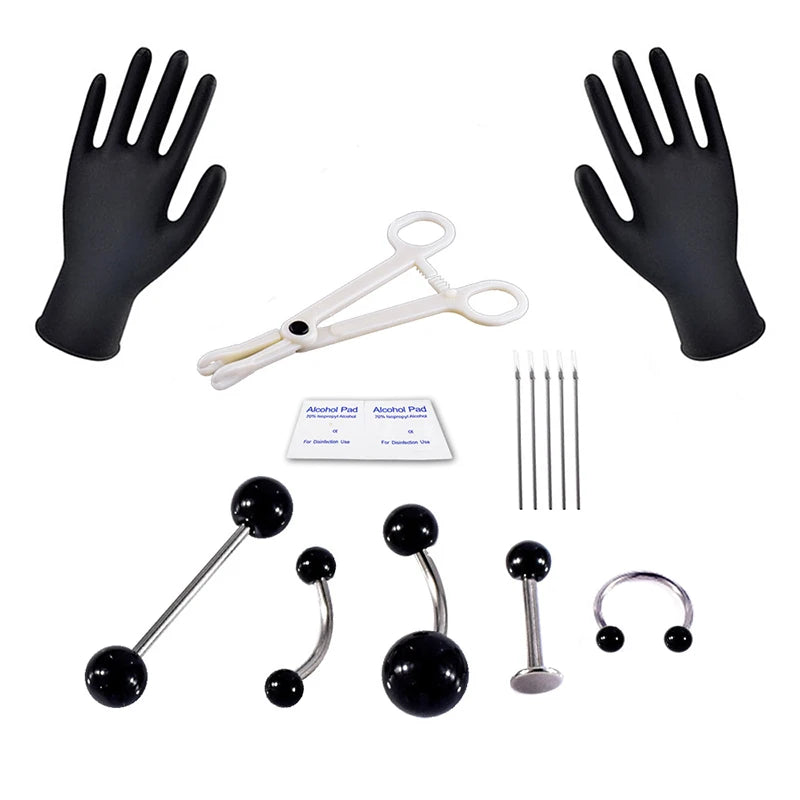 Body Jewelry Piercing Kit with Tools & Gloves