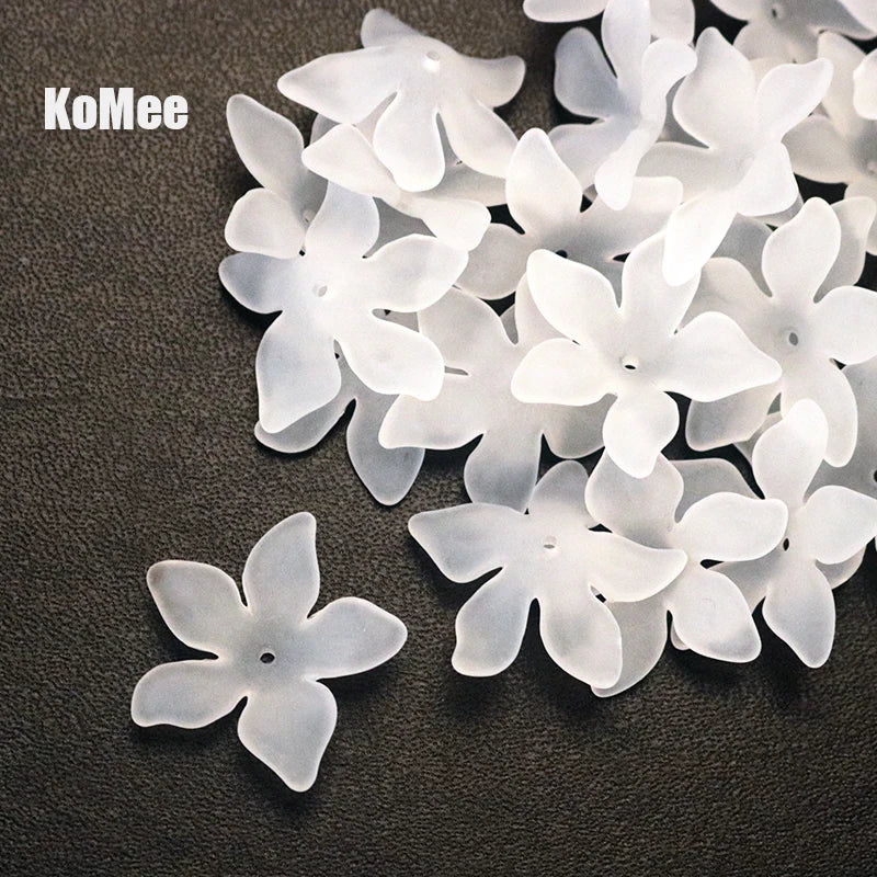 200pcs/lot 28mm Multicolors Frosted Flower Beads Caps Jewelry Making DIY Beads