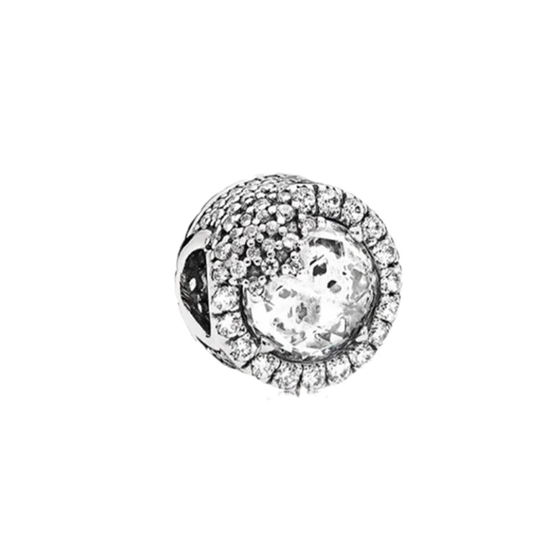 925 Sterling Silver Bangle Sparkling Glacier Bead Pendant Pando Bracelet