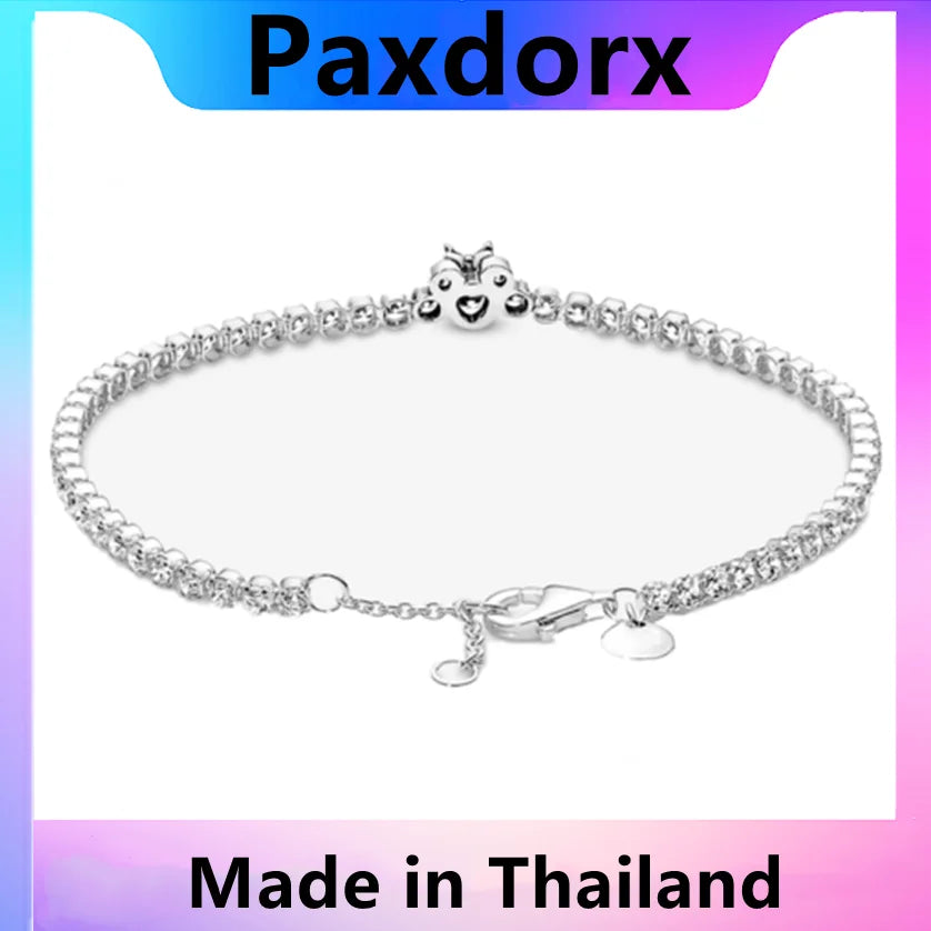 925 Sterling Silver Cartoon Bracelet with Colored Diamond Bangle