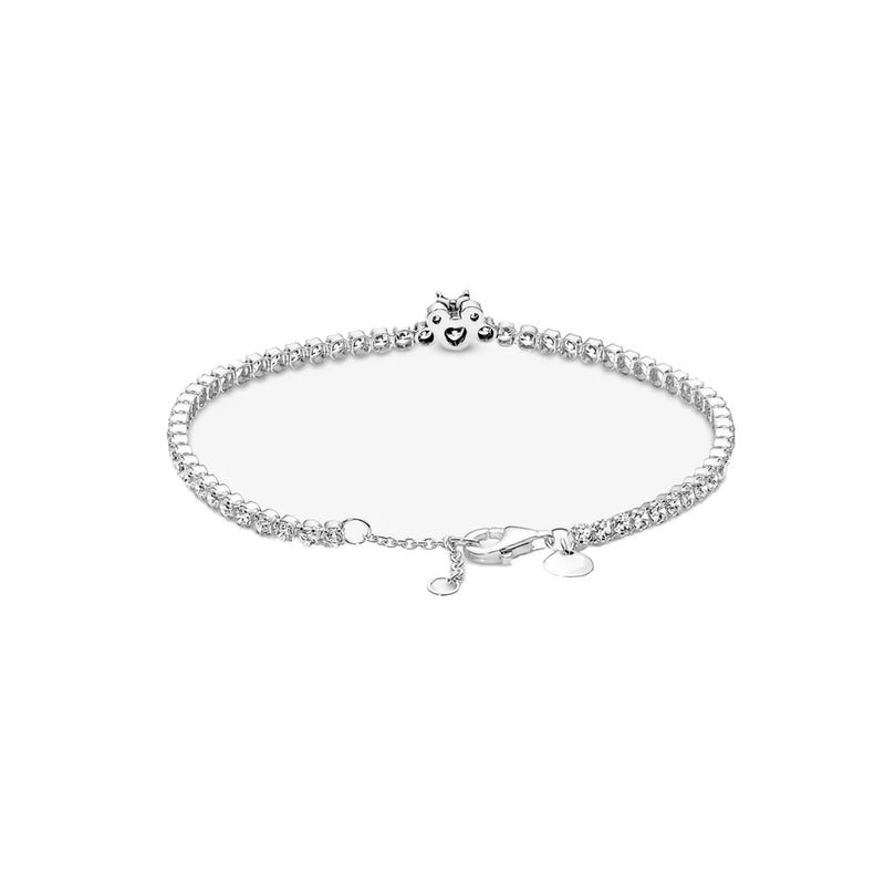 925 Sterling Silver Cartoon Bracelet with Colored Diamond Bangle