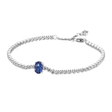 Heart-Shaped Bracelet S925 Silver Colored Diamond Bangle for Pando Bead Charm