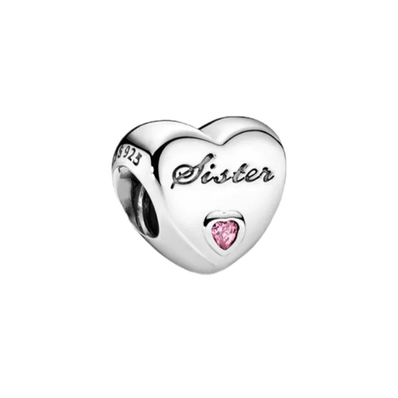 100% S925 Sterling Silver Mother's Beads Heart-Shaped Pendant for Pando Bracelet