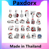 100% S925 Sterling Silver Santa Claus Beads Reindeer Christmas Pendant
