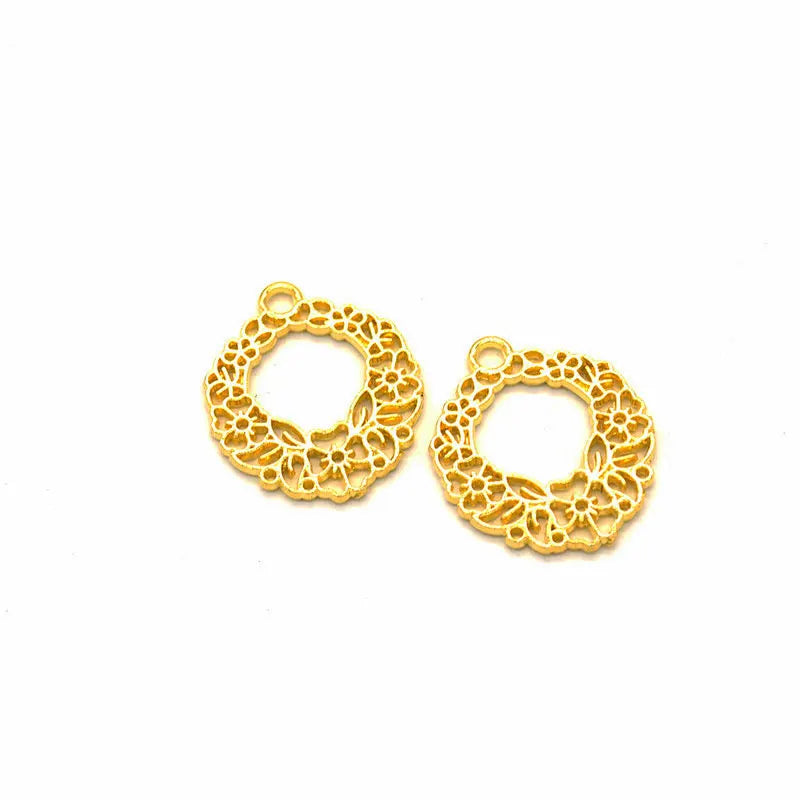 20pcs Vintage Flower Heart Alloy Charms for DIY Jewelry