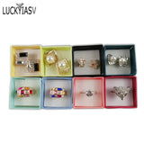 24Pcs Colorful Paper Jewelry Display Case Earrings Organizer Ring Storage Box