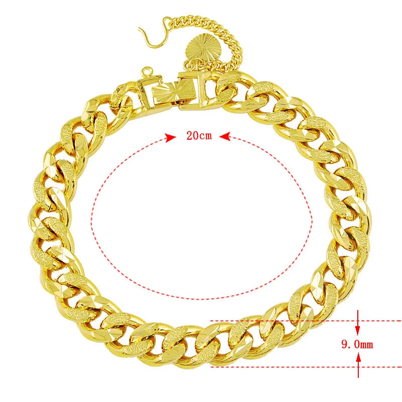 24k Yellow Vintage Classic 9mm Link Bracelet - Party Jewelry