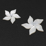 2PC Natural Mother Of Pearl Shell Beads Hand-carved Flower Charms