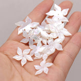 2PC Natural Mother Of Pearl Shell Beads Hand-carved Flower Charms