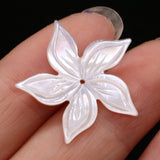 2PC Natural Mother Of Pearl Shell Beads Hand-carved Flower Charms
