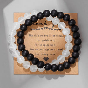 2Pcs/Set Glass Beads Bracelet Rose Quartz Agates Beaded Bracelets