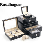 3-Grid Leather Watch Box for Travel Storage