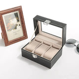 3-Grid Leather Watch Box for Travel Storage