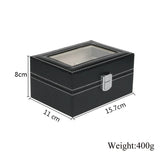 3-Grid Leather Watch Box for Travel Storage