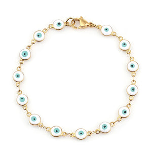 304 Stainless Steel Eye Bracelets Colorful Enamel Evil Eye Bracelet