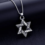 316L Titanium Steel Six-pointed Star Pendant Necklace Vintage Punk Men's Jewelry