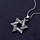 316L Titanium Steel Six-pointed Star Pendant Necklace Vintage Punk Men's Jewelry