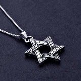 316L Titanium Steel Six-pointed Star Pendant Necklace Vintage Punk Men's Jewelry