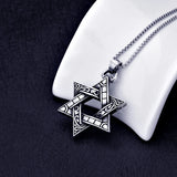 316L Titanium Steel Six-pointed Star Pendant Necklace Vintage Punk Men's Jewelry