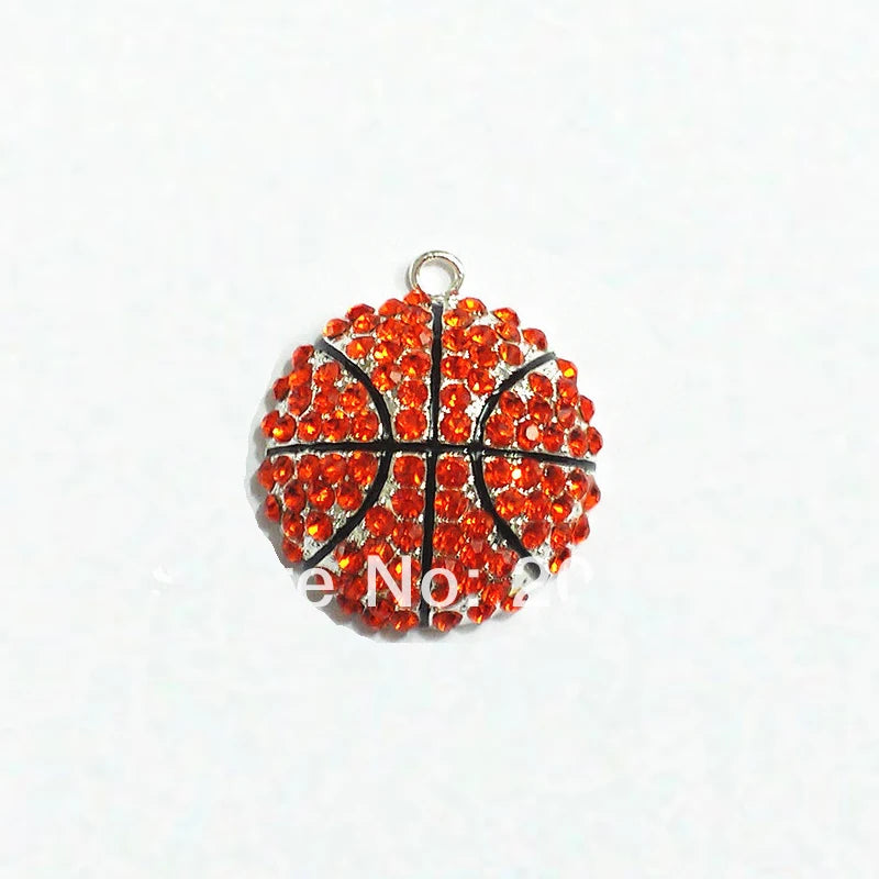 35mm 10pcs Basketball Rhinestone Pendants For Kids Necklace