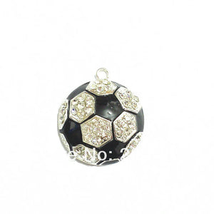 Hot Sale!! 10pcs 35mm Football Rhinestone Pendants For Chunky Kids Necklace