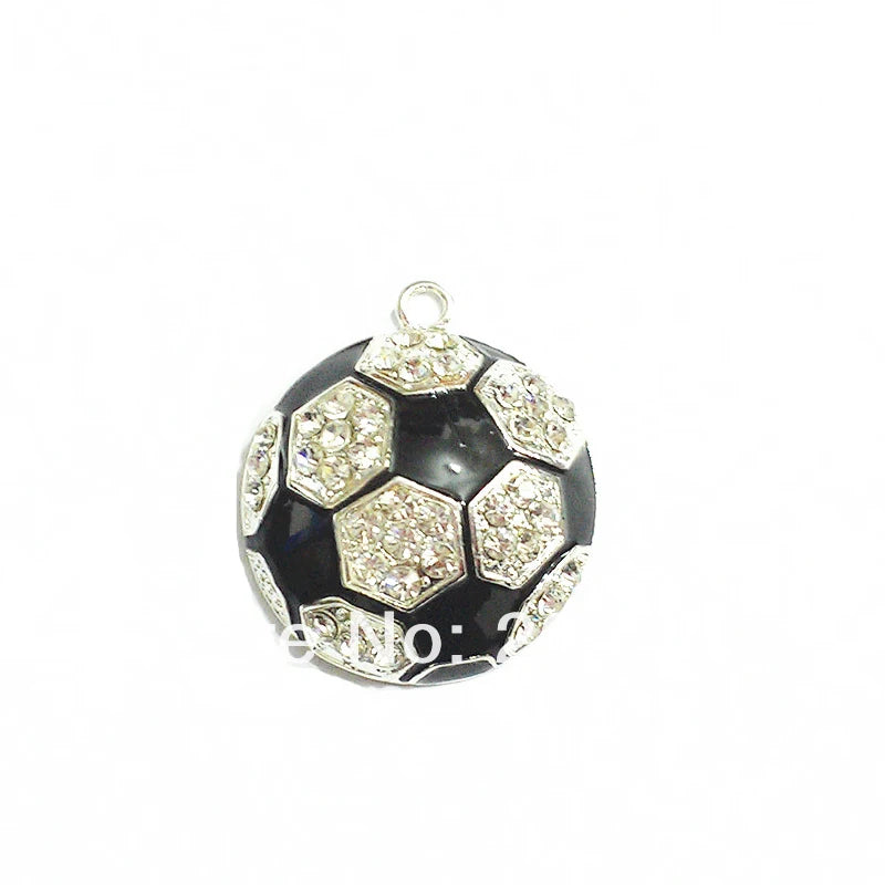 Hot Sale!! 10pcs 35mm Football Rhinestone Pendants For Chunky Kids Necklace