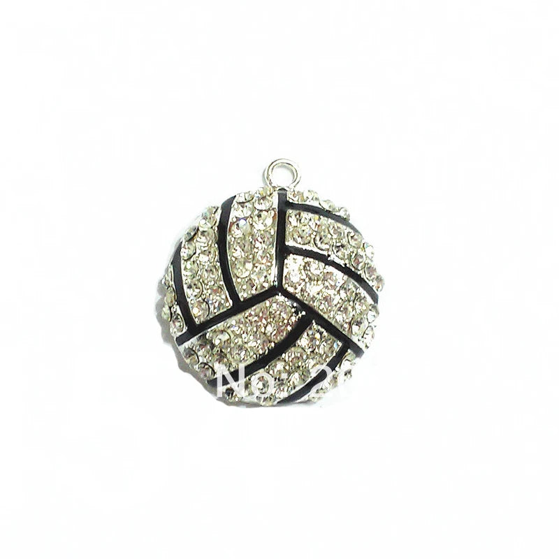 35mm 10pcs Volleyball Rhinestone Pendants For Kids Necklace