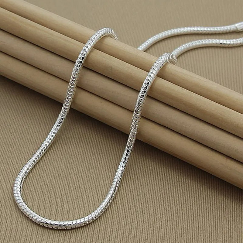 3mm Snake Chain 925 Sterling Silver Necklace Jewelry