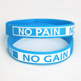 4PC No Pain No Gain Motivation Silicone Bracelets Adult Size