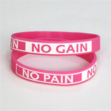 4PC No Pain No Gain Motivation Silicone Bracelets Adult Size