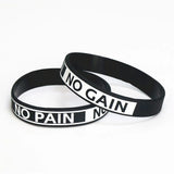 4PC No Pain No Gain Motivation Silicone Bracelets Adult Size