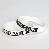 4PC No Pain No Gain Motivation Silicone Bracelets Adult Size