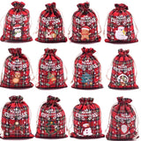4Pcs Christmas Red Cotton Bags 10x14 13x18cm Xmas Candy Gift Bag Small Drawstrin