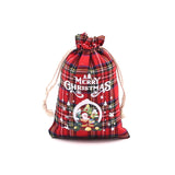 4Pcs Christmas Red Cotton Bags 10x14 13x18cm Xmas Candy Gift Bag Small Drawstrin