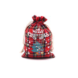 4Pcs Christmas Red Cotton Bags 10x14 13x18cm Xmas Candy Gift Bag Small Drawstrin