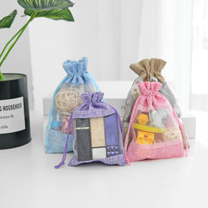 4Pcs/Lot Linen Jute Gift Bag Drawstring Pouch Jewelry Packaging Bags