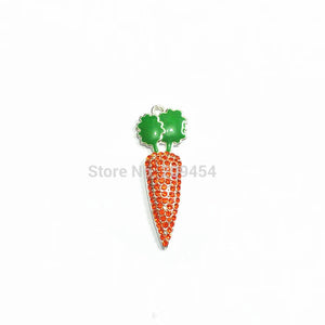 10pcs 52x19mm Carrots Rhinestone Pendants For Easter Necklace Making