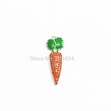 10pcs 52x19mm Carrots Rhinestone Pendants For Easter Necklace Making