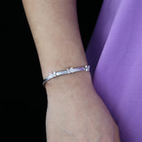 5A CZ Paved Butterfly Charm Bracelet with 4mm Snake Chain
