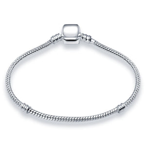 Plated Silver Love Bead Snake Chain Bracelet for DIY Charms Bead Jewelry Making