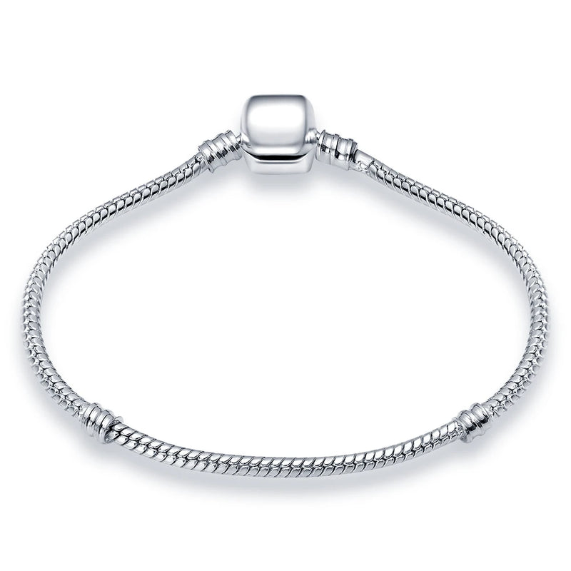 Plated Silver Love Bead Snake Chain Bracelet for DIY Charms Bead Jewelry Making