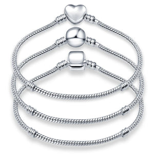 Plated Silver Love Bead Snake Chain Bracelet for DIY Charms Bead Jewelry Making