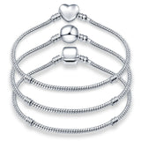 Plated Silver Love Bead Snake Chain Bracelet for DIY Charms Bead Jewelry Making