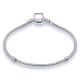 Plated Silver Love Bead Snake Chain Bracelet for DIY Charms Bead Jewelry Making