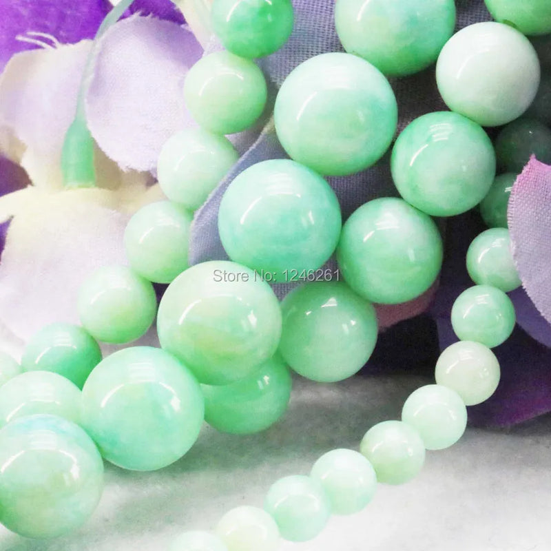 Green Chalcedony Flowers Stripe DIY Beads Loose Stone 15inch