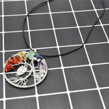 6pcs Owls Tree Of Life Pendant Necklace Green Turquoises Natural Stone