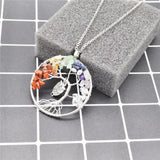 6pcs Owls Tree Of Life Pendant Necklace Green Turquoises Natural Stone