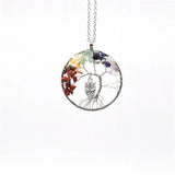 6pcs Owls Tree Of Life Pendant Necklace Green Turquoises Natural Stone