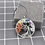 6pcs Owls Tree Of Life Pendant Necklace Green Turquoises Natural Stone
